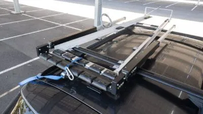 KRS Ladder Load Assist installed on a vehicle, in a closed state