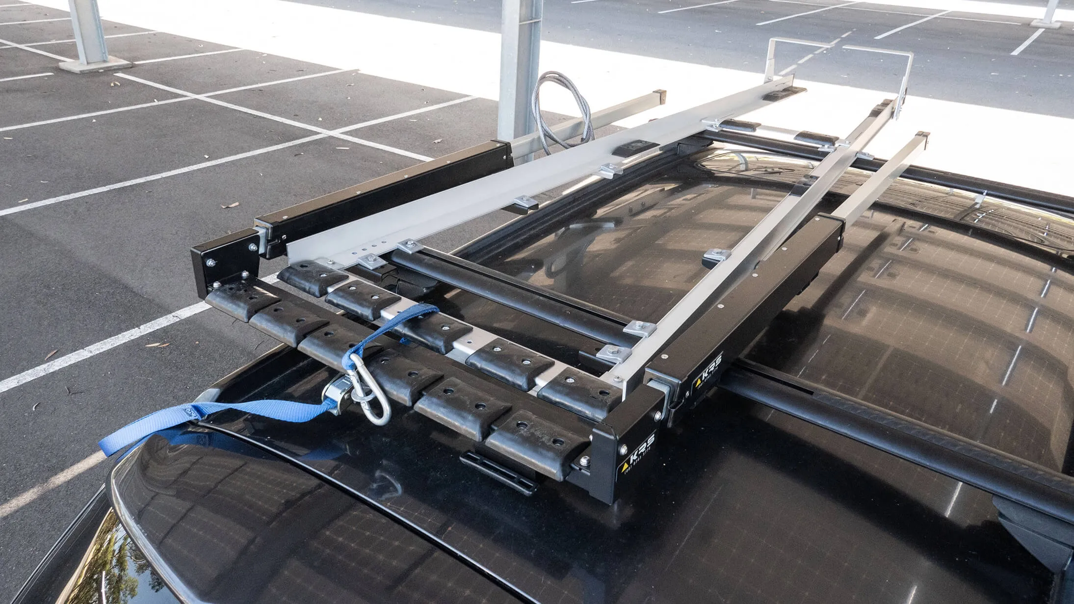 KRS Ladder Load Assist installed on a vehicle, in a closed state